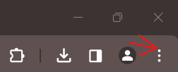 Der Screenshot zeigt einen kleinen Ausschnitt aus dem oberen rechten Bereich eines Browserfensters, das auf die Benutzeroberfläche von Google Chrome hinweist. Sichtbar sind mehrere typische Browser-Icons: ein Favoriten-Symbol, ein Download-Symbol, ein Symbol für die Erweiterungen und ein Profil-Icon, welches wahrscheinlich den Zugang zu den Einstellungen des Google-Kontos oder des Browsers ermöglicht. Neben dem Profil-Icon befinden sich drei vertikal angeordnete Punkte, die das Menü für weitere Optionen darstellen. Dieses Menü wird oft als „Kebab-Menü“ bezeichnet und bietet Zugriff auf verschiedene Browserfunktionen wie Einstellungen, Erweiterungen, das Drucken von Webseiten und andere.